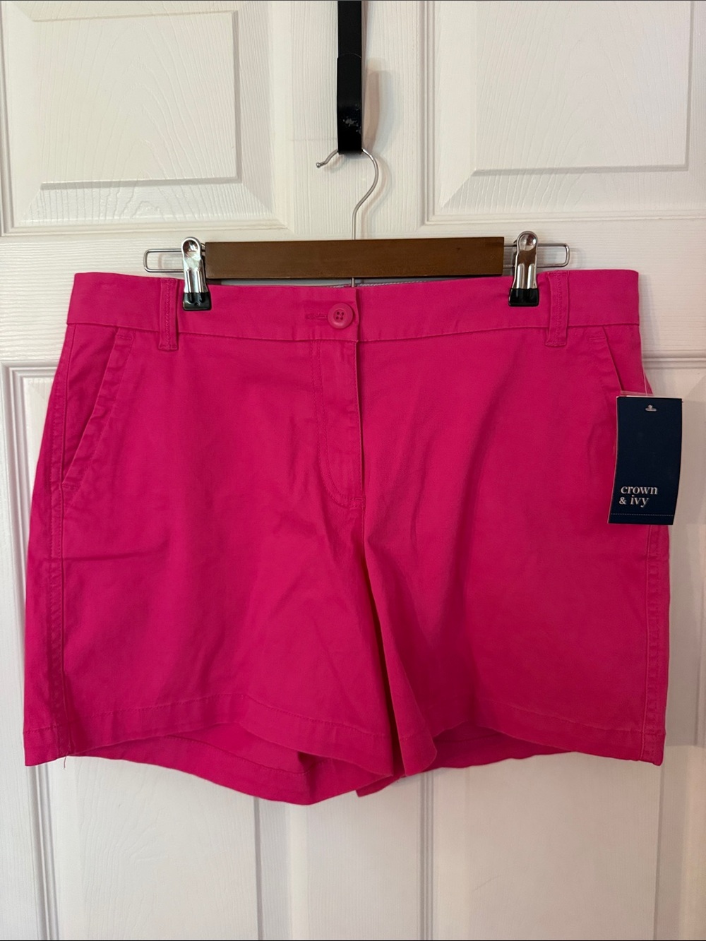 crown & ivy Bright Pink Women's Cotton Bermuda Shorts